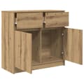 Miniatyrbilde 6 av 11: vidaXL Skjenk med skuff artisan eik 80x34x76 cm konstruert tre
