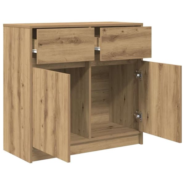 vidaXL Skjenk med skuff artisan eik 80x34x76 cm konstruert tre