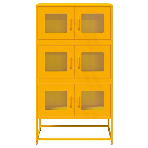vidaXL Highboard sennepsgul 68x39x123 cm stål