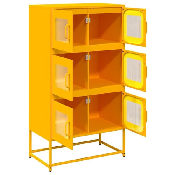 vidaXL Highboard sennepsgul 68x39x123 cm stål
