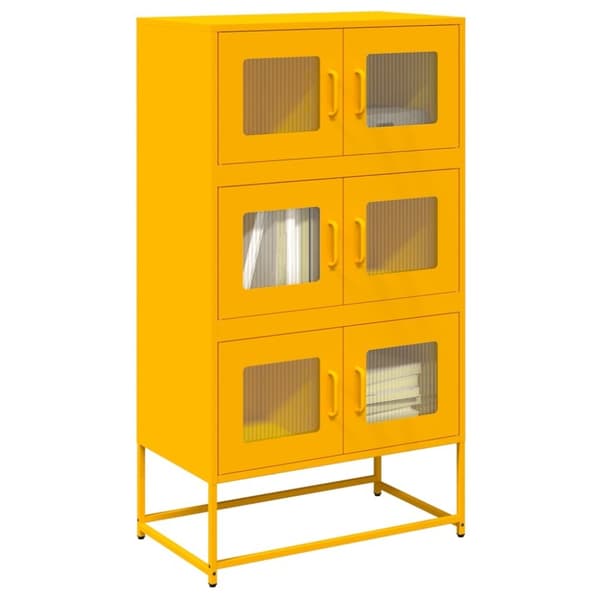 vidaXL Highboard sennepsgul 68x39x123 cm stål