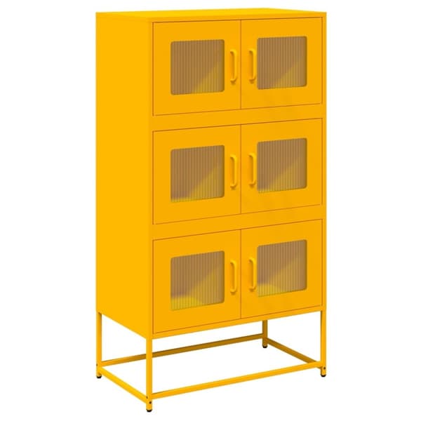 vidaXL Highboard sennepsgul 68x39x123 cm stål