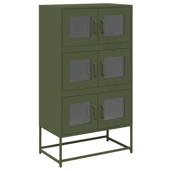 vidaXL Highboard olivengrønn 68x39x123 cm stål