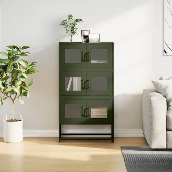 vidaXL Highboard olivengrønn 68x39x123 cm stål