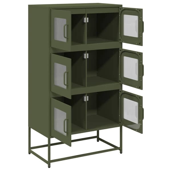 vidaXL Highboard olivengrønn 68x39x123 cm stål