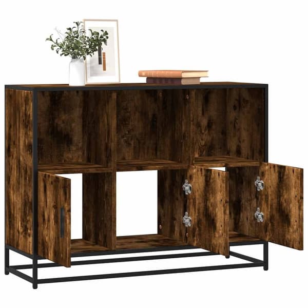 vidaXL Skjenk røkt eik 100x35x76 cm konstruert tre