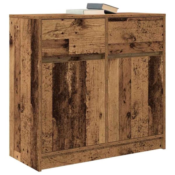 vidaXL Skänk med låda gammalt trä 80x34x76 cm konstruerat trä