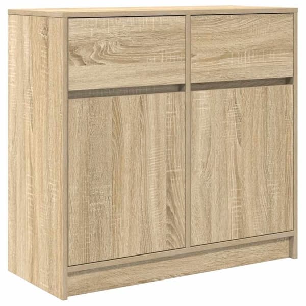 vidaXL Skjenk med skuff sonoma eik 80x34x76 cm konstruert tre