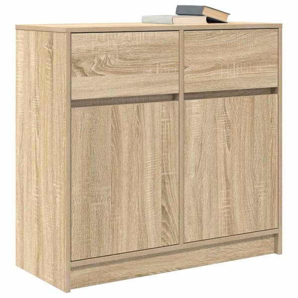 vidaXL Skjenk med skuff sonoma eik 80x34x76 cm konstruert tre