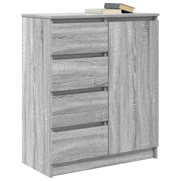 vidaXL skænk med skuffer 71x35x84 cm konstrueret træ grå sonoma-eg