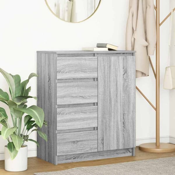vidaXL skænk med skuffer 71x35x84 cm konstrueret træ grå sonoma-eg