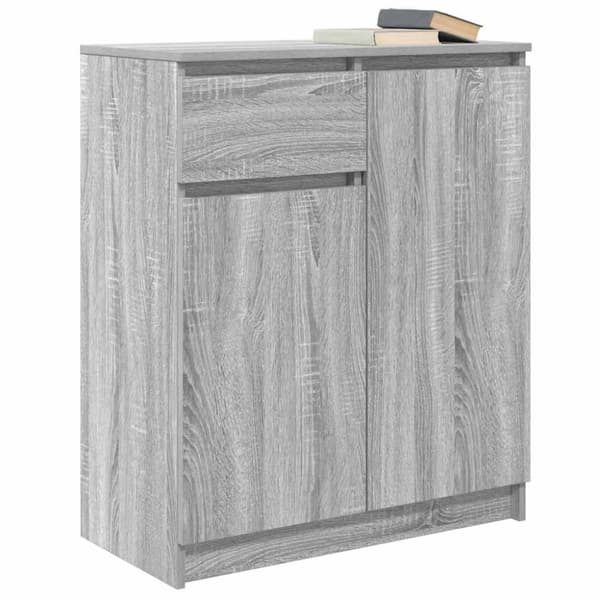 vidaXL skænk med skuffe 71x35x84 cm konstrueret træ grå sonoma-eg