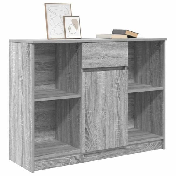 vidaXL skænk med skuffe 101x35x76 cm konstrueret træ grå sonoma-eg