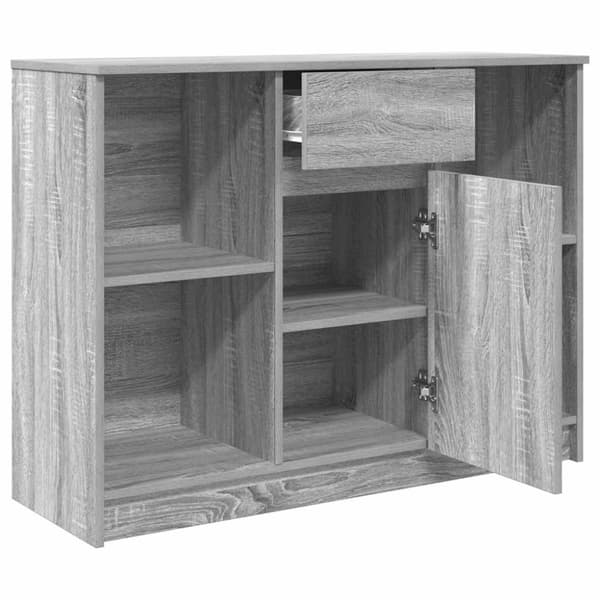 vidaXL skænk med skuffe 101x35x76 cm konstrueret træ grå sonoma-eg
