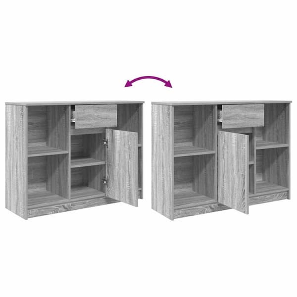vidaXL skænk med skuffe 101x35x76 cm konstrueret træ grå sonoma-eg