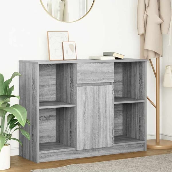 vidaXL skænk med skuffe 101x35x76 cm konstrueret træ grå sonoma-eg
