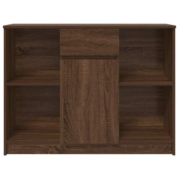 vidaXL skænk med skuffe 101x35x76 cm konstrueret træ brun egetræ