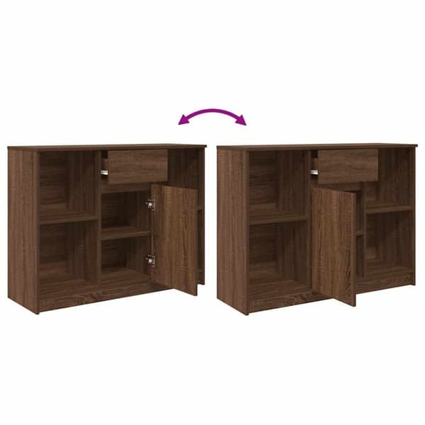 vidaXL skænk med skuffe 101x35x76 cm konstrueret træ brun egetræ
