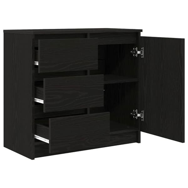 vidaXL skænk med skuffe 71x35x65 cm konstrueret træ sort egetræ