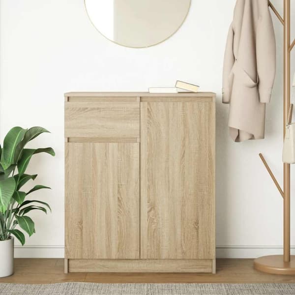 vidaXL skænk med skuffe 71x35x84 cm konstrueret træ sonoma-eg