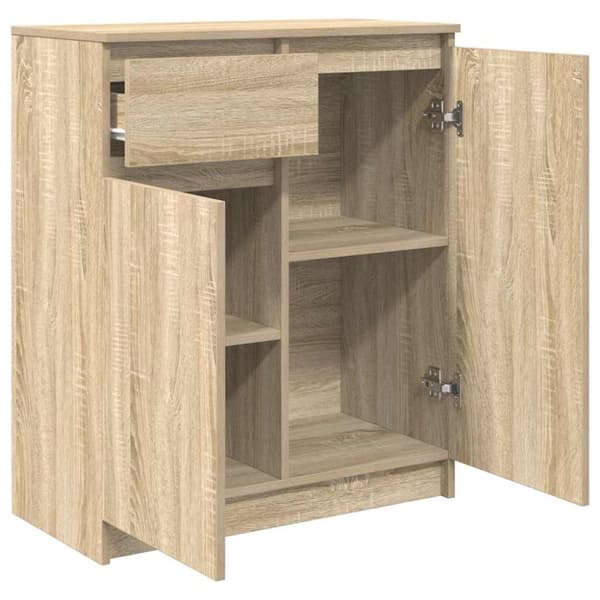 vidaXL skænk med skuffe 71x35x84 cm konstrueret træ sonoma-eg