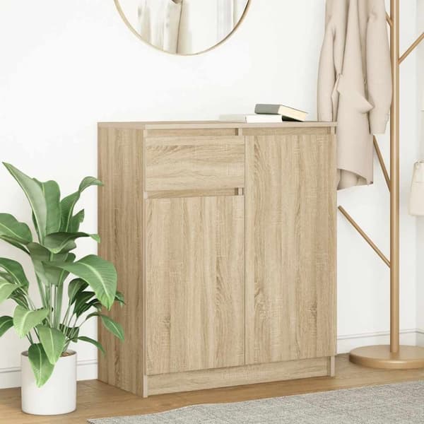 vidaXL skænk med skuffe 71x35x84 cm konstrueret træ sonoma-eg