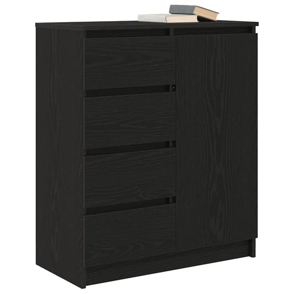 vidaXL Skänk med lådor svart ek 71x35x84 cm konstruerat trä
