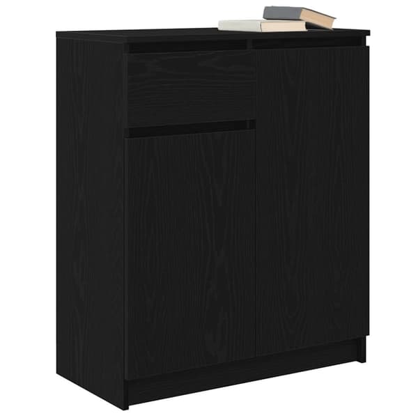 vidaXL Skänk med låda svart ek 71x35x84 cm konstruerat trä