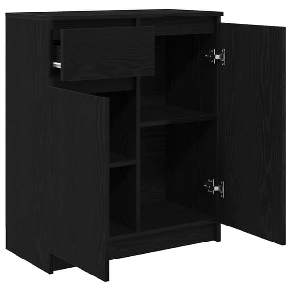 vidaXL Skänk med låda svart ek 71x35x84 cm konstruerat trä