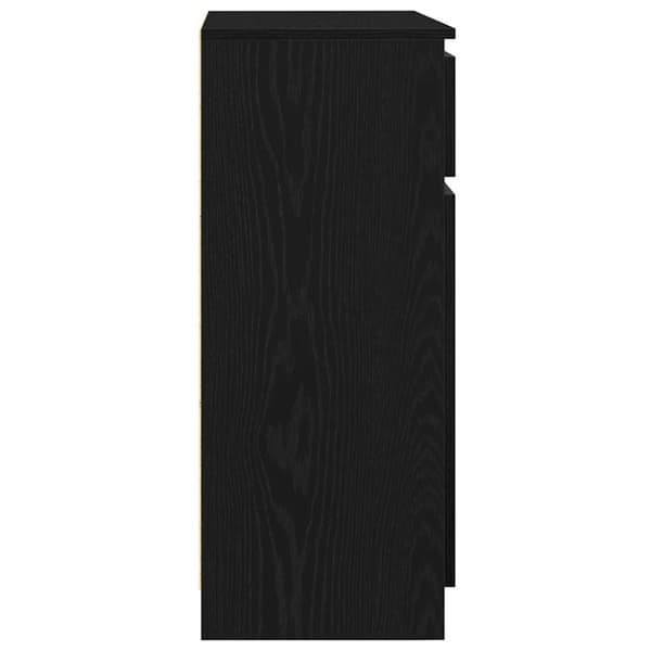 vidaXL Skänk med låda svart ek 71x35x84 cm konstruerat trä