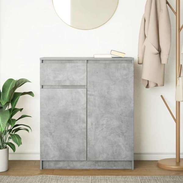 vidaXL Skänk med låda betonggrå 71x35x84 cm konstruerat trä
