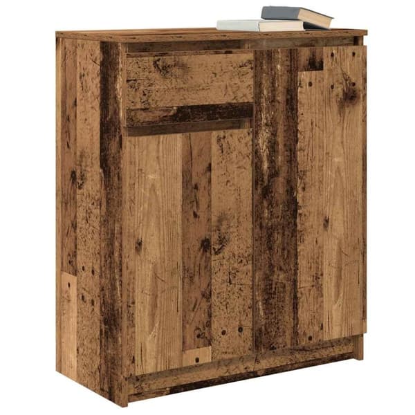 vidaXL Skjenk med skuff gammelt tre 71x35x84 cm konstruert tre
