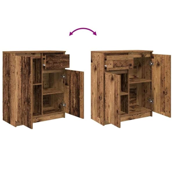 vidaXL Skjenk med skuff gammelt tre 71x35x84 cm konstruert tre