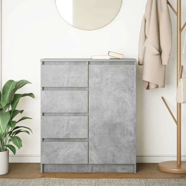 vidaXL Skjenk med skuffer betonggrå 71x35x84 cm konstruert tre