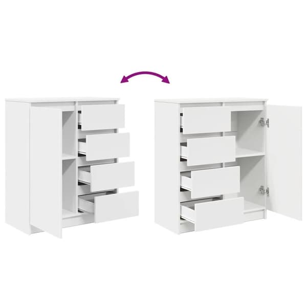 vidaXL Skjenk med skuffer hvit 71x35x84 cm konstruert tre