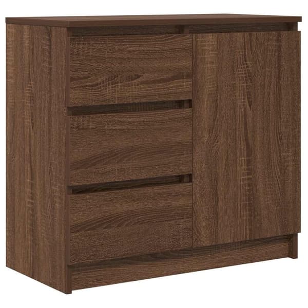vidaXL Skjenk med skuff brun eik 71x35x65 cm konstruert tre