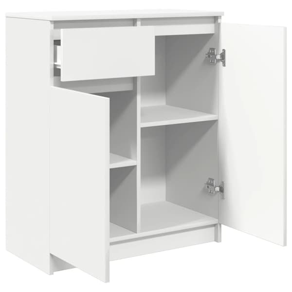 vidaXL Skänk med låda vit 71x35x84 cm konstruerat trä
