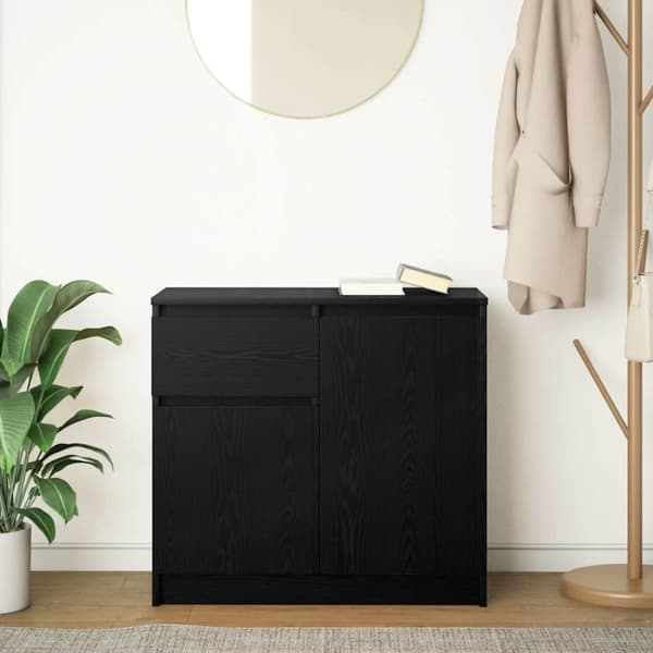 vidaXL Senkki laatikolla musta tammi 71x35x65 cm tekninen puu