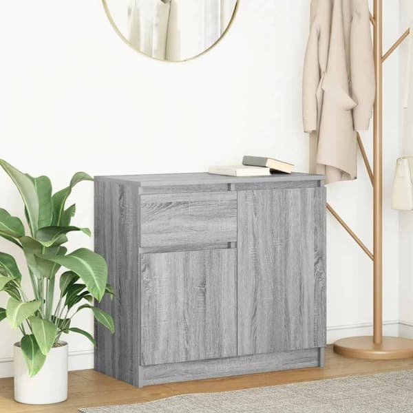 vidaXL Senkki laatikolla harmaa sonoma 71x35x65 cm tekninen puu