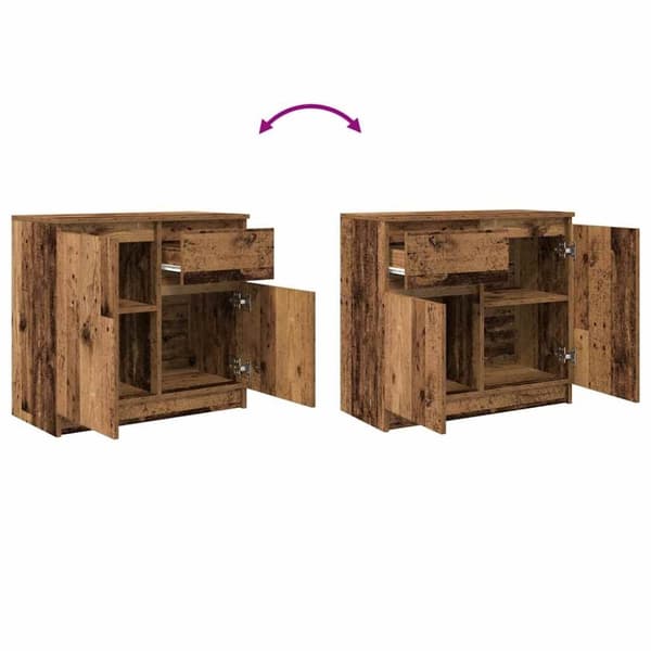 vidaXL skænk med skuffe 71x35x65 cm konstrueret træ antikt træ