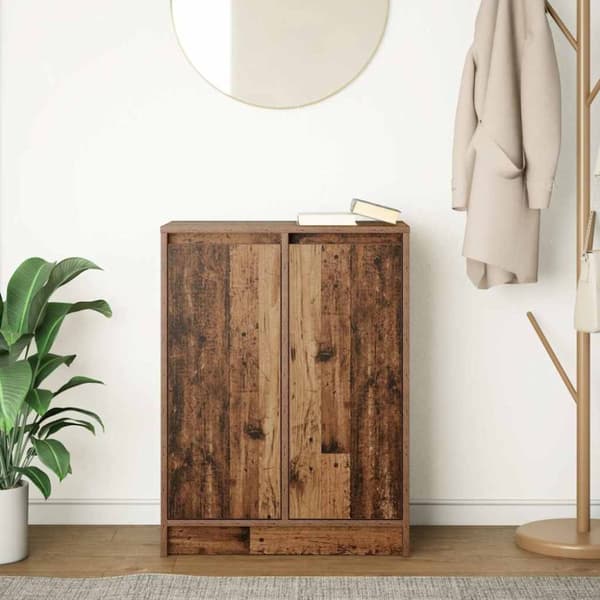 vidaXL skænk 57x34x76 cm konstrueret træ antikt træ