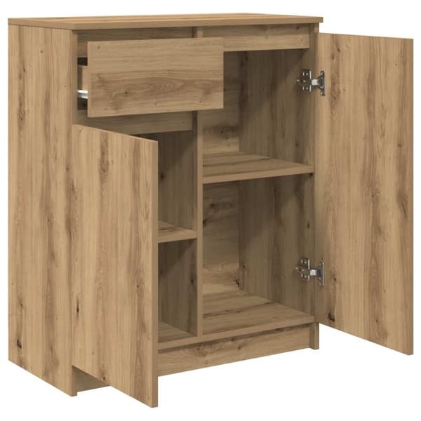 vidaXL Skjenk med skuff artisan eik 71x35x84 cm konstruert tre