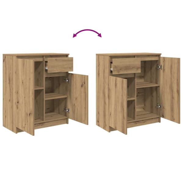 vidaXL Skjenk med skuff artisan eik 71x35x84 cm konstruert tre