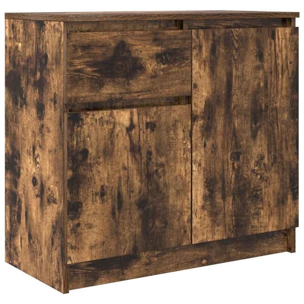 vidaXL Skänk med låda rökt ek 71x35x65 cm konstruerat trä