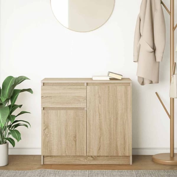vidaXL Skjenk med skuff sonoma eik 71x35x65 cm konstruert tre