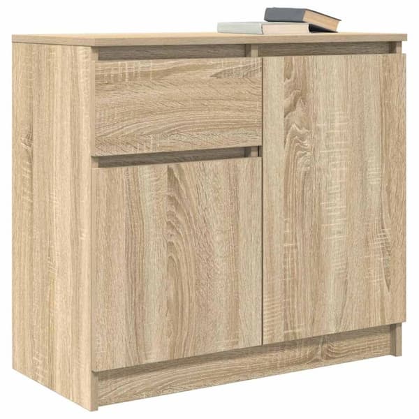 vidaXL Skjenk med skuff sonoma eik 71x35x65 cm konstruert tre