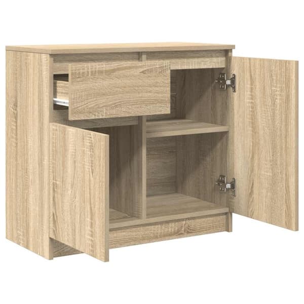 vidaXL Skjenk med skuff sonoma eik 71x35x65 cm konstruert tre