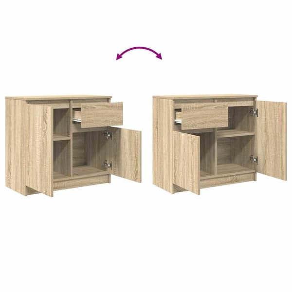 vidaXL Skjenk med skuff sonoma eik 71x35x65 cm konstruert tre