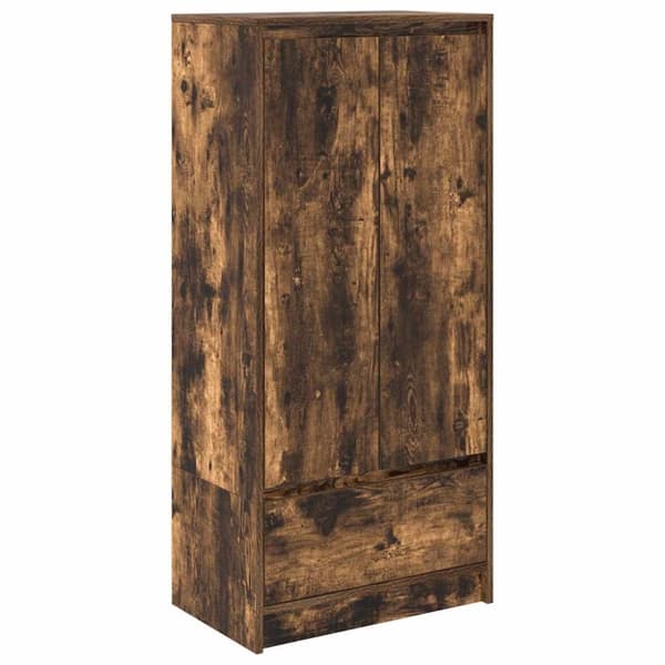 vidaXL skab med skuffe 55,5x34x119,5 cm konstrueret træ røget-eg