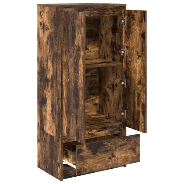 vidaXL skab med skuffe 55,5x34x119,5 cm konstrueret træ røget-eg